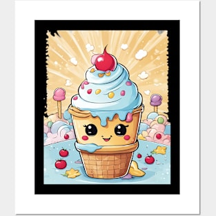 Cute Ice Cream Cartoon Posters and Art